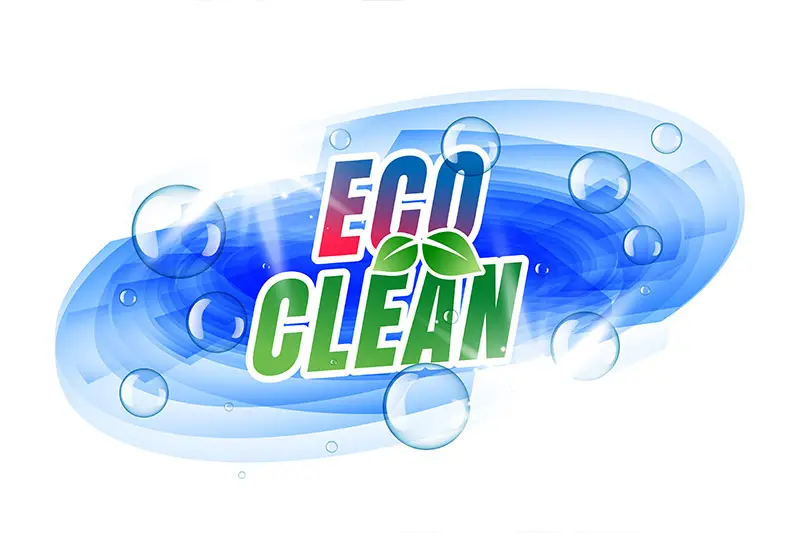 Eco Clean logo featuring a vibrant design in blue, purple, and green hues, complemented by a dynamic splash of suds. The logo emphasizes eco-friendly cleaning solutions with its colorful and energetic appearance.